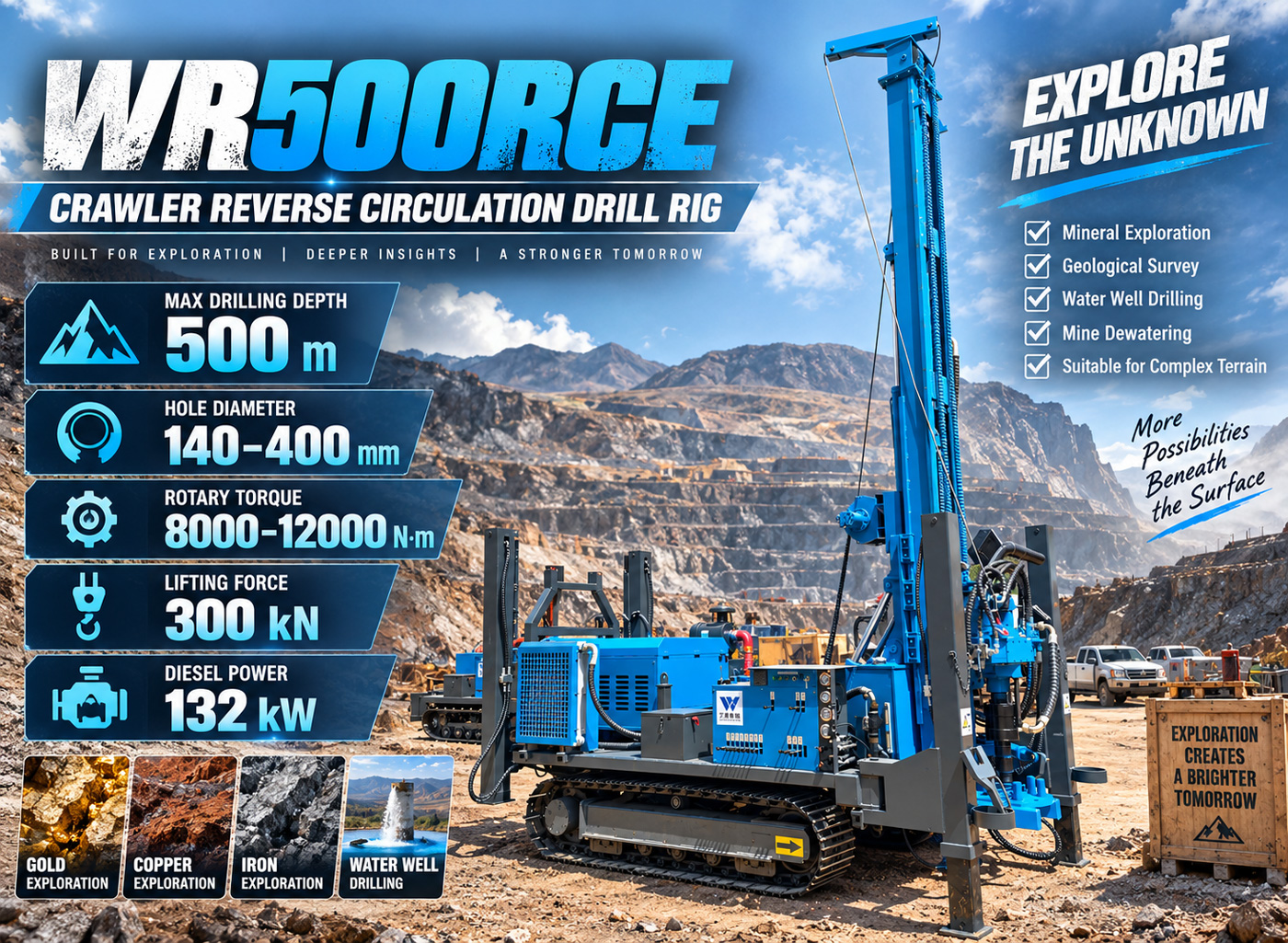 WR500RCE Reverse Circulation Drilling Rig