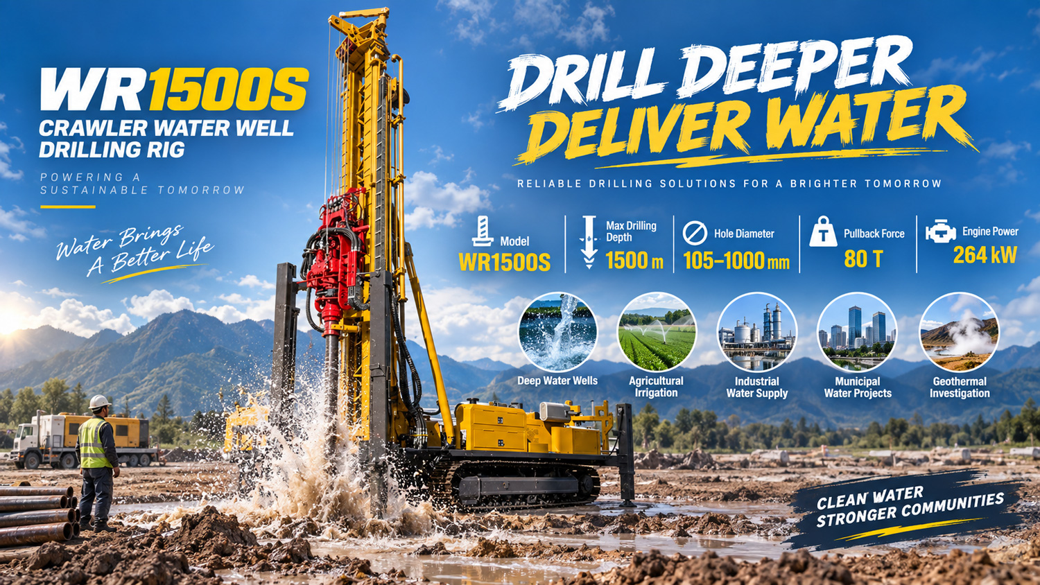 WR1500S Crawler-Mounted Water Well Drilling Rig