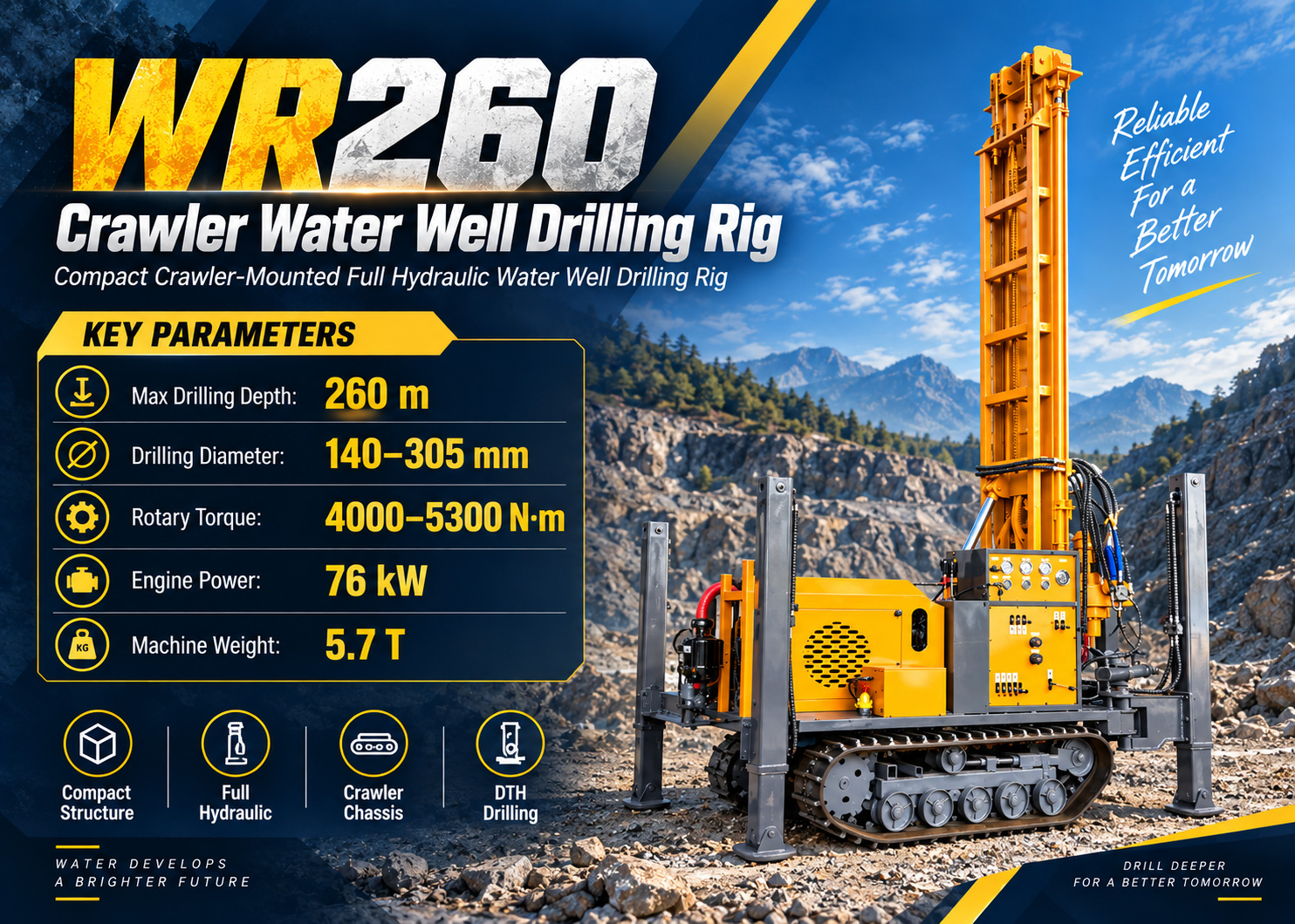 WR260 Crawler-Mounted Water Well Drilling Rig