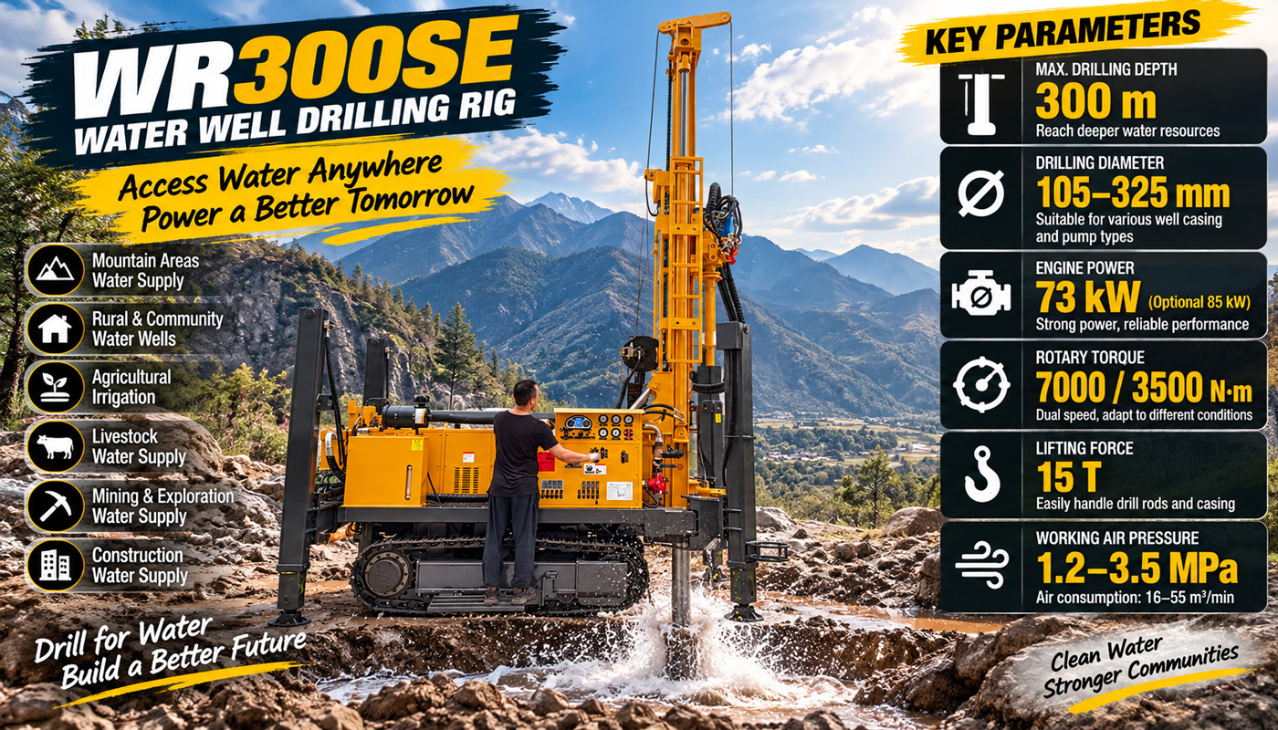 WR300SE Crawler-Mounted Water Well Drilling Rig