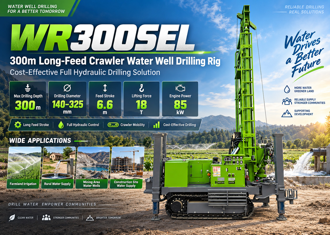 WR300SEL Crawler-Mounted Water Well Drilling Rig