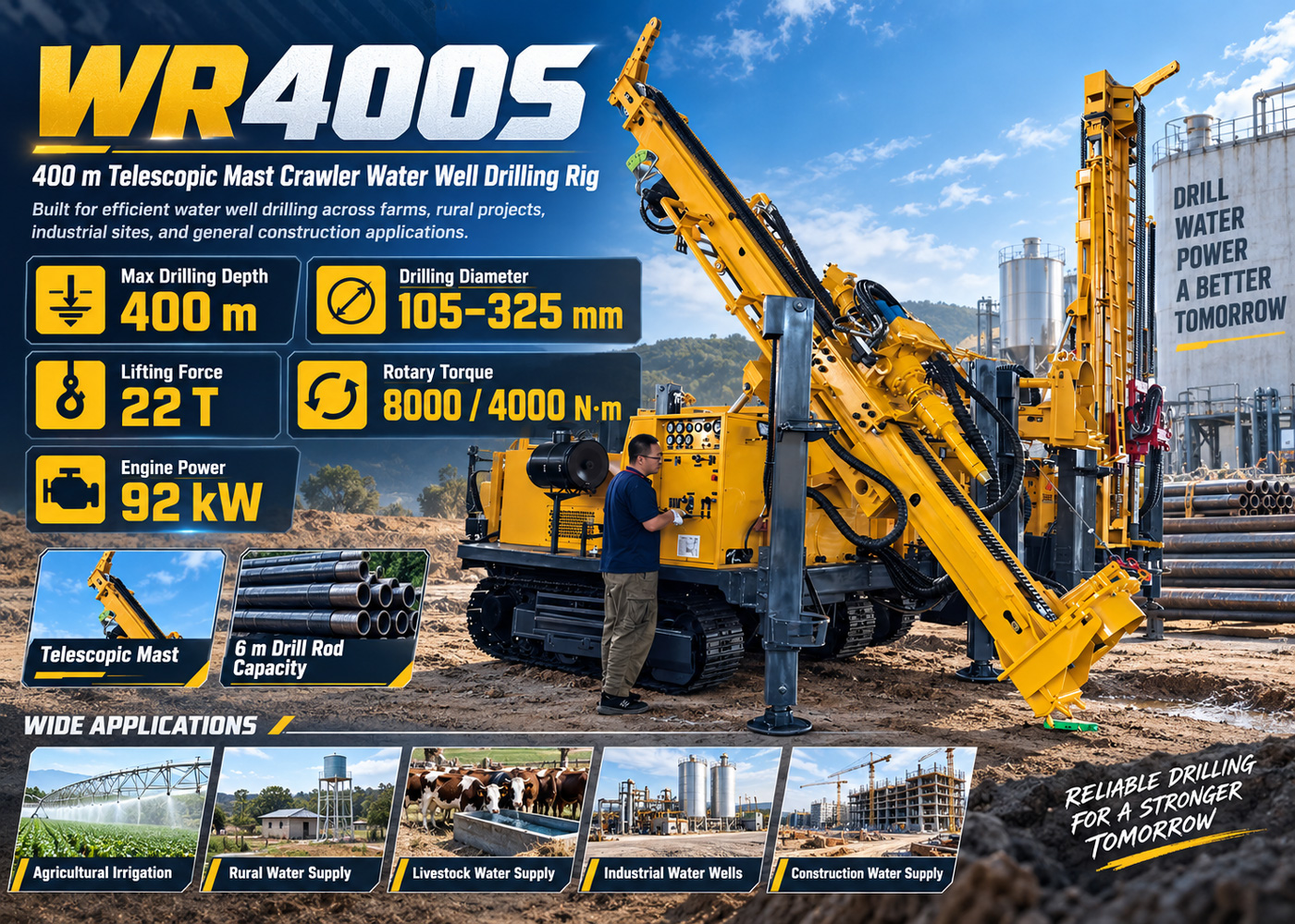 WR400S Crawler-Mounted Water Well Drilling Rig