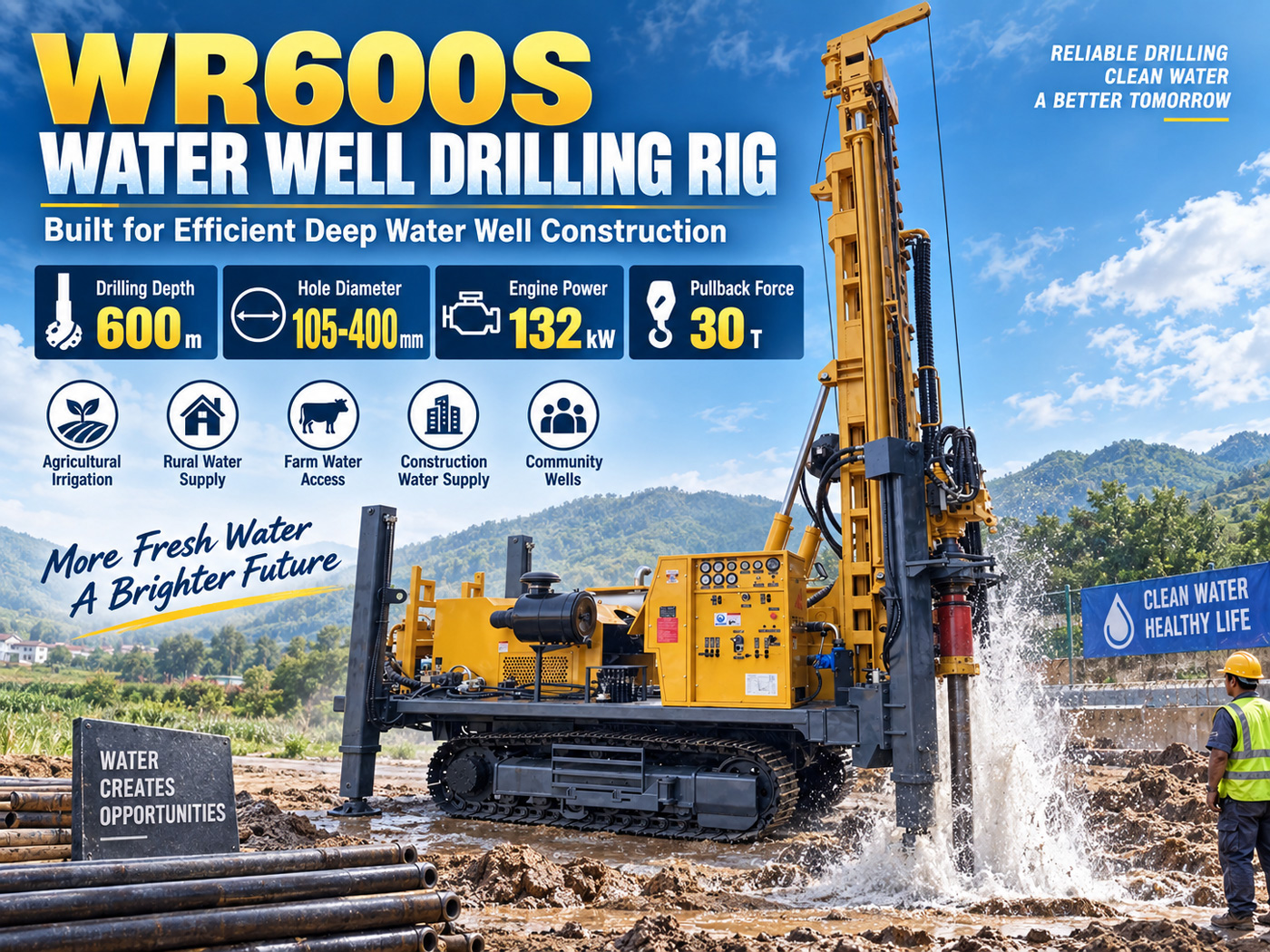 WR600S Crawler-Mounted Water Well Drilling Rig